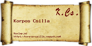 Korpos Csilla névjegykártya